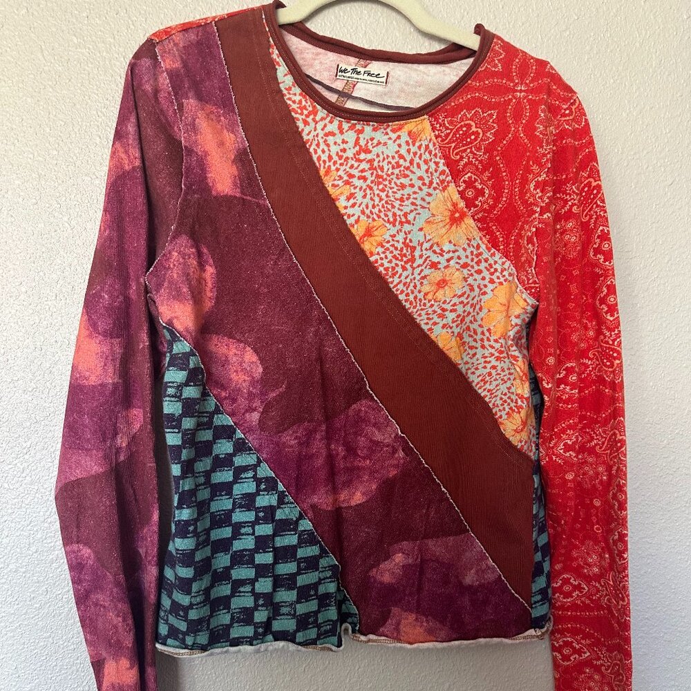 Free People We The Free Weekday Night Tee Blouse Top Bandana Printed XL